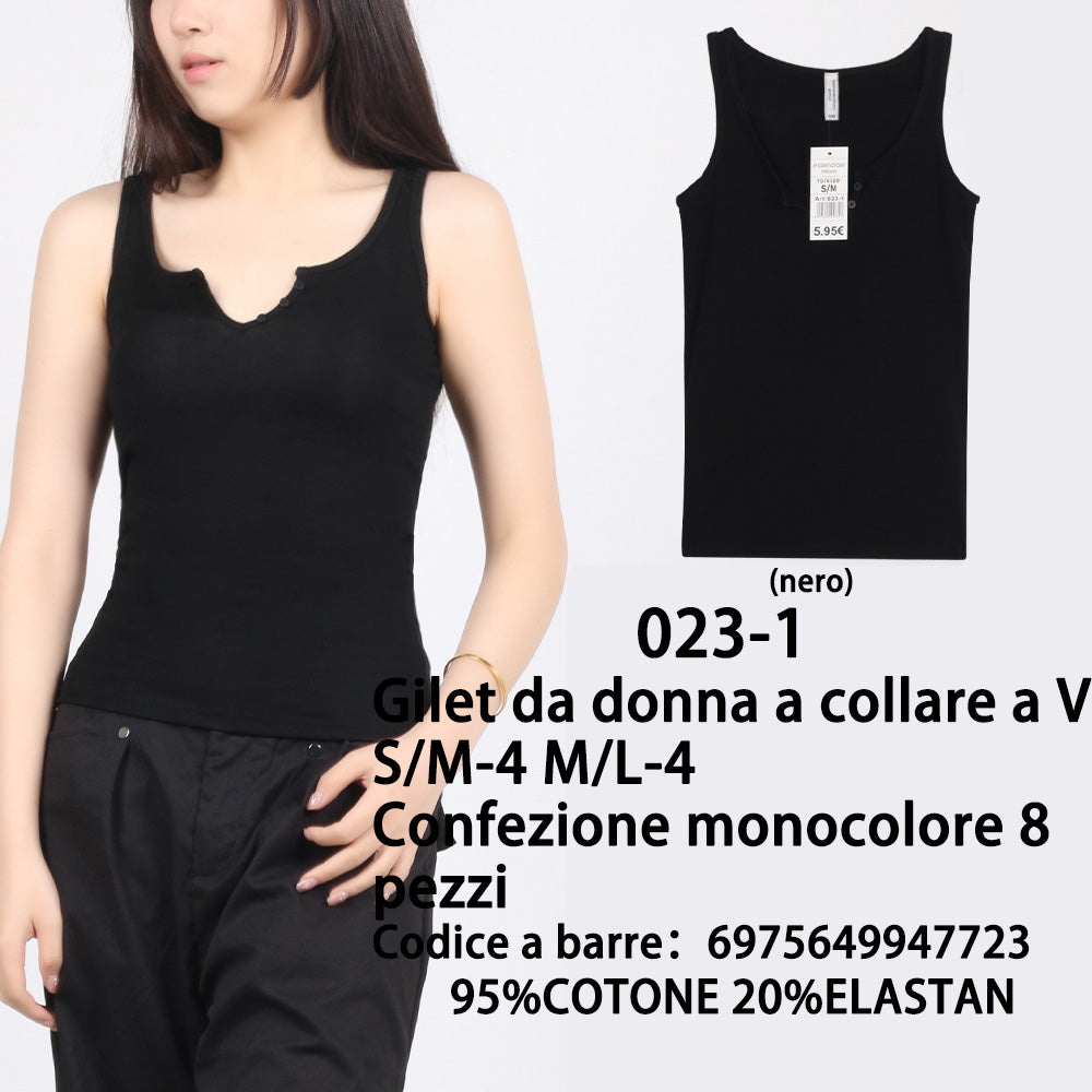 Canottiera Scollo a V da Donna Nero