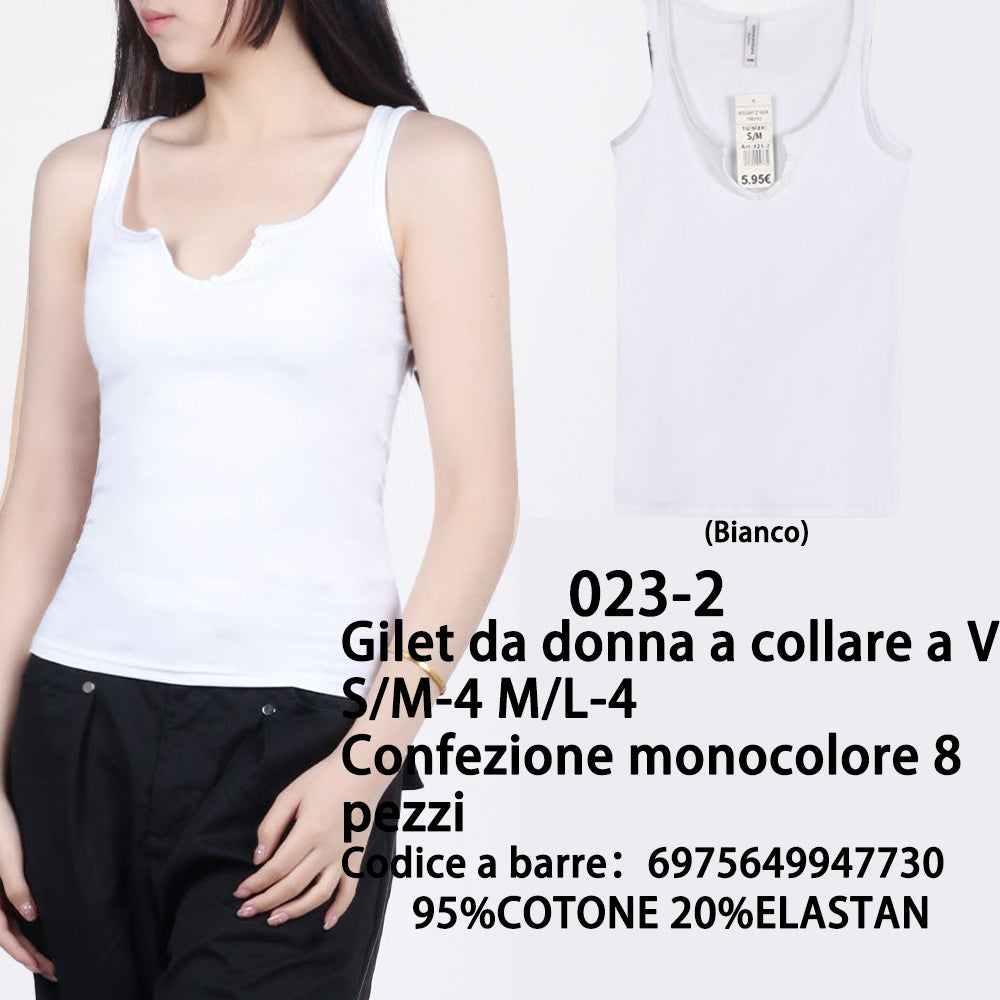 Canottiera Scollo a V da Donna Bianco