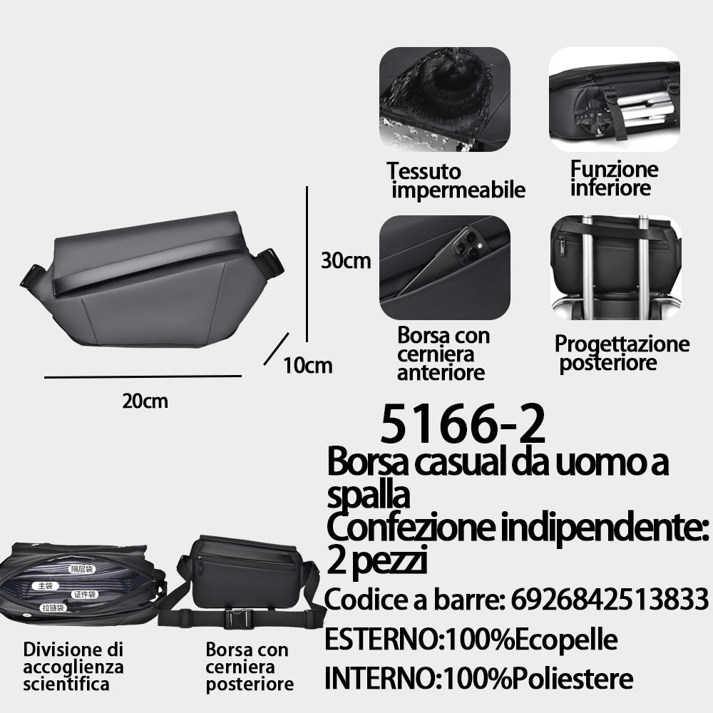 Borsa a Tracolla da Uomo Grigio