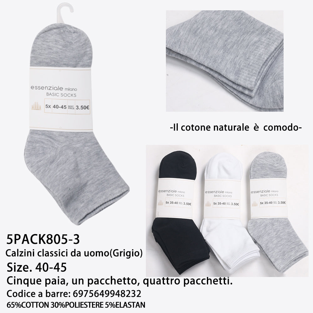 Calze a Metà Polpaccio da Uomo Grigio