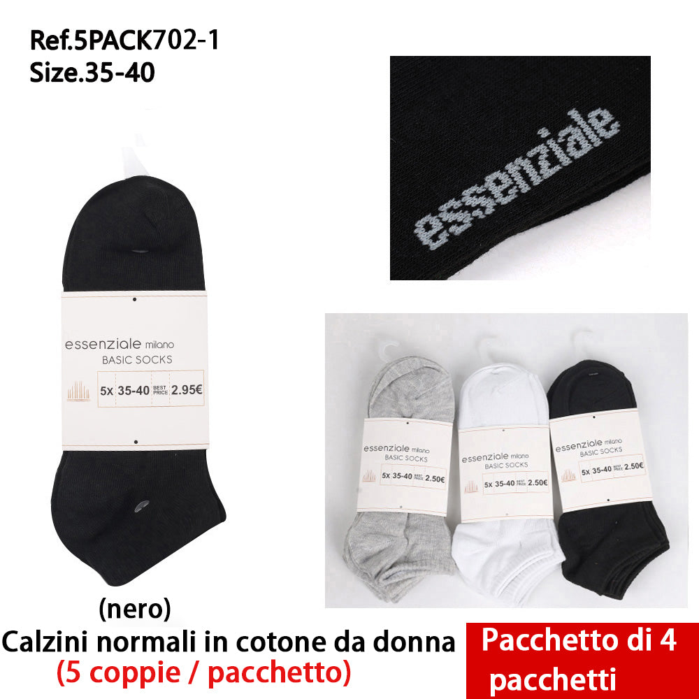 Calze Classiche da Donna Nero - Confezione 5 Pz