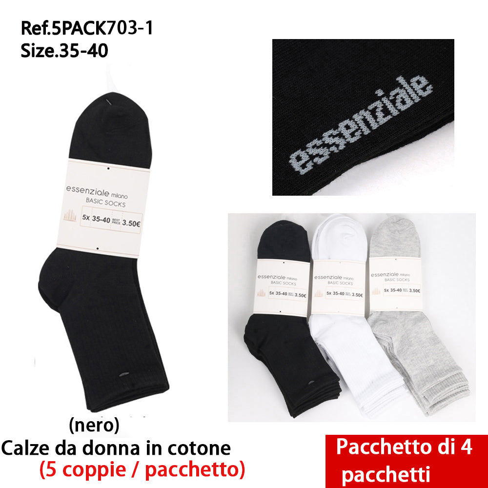Calze Lunghe da Donna Nero - Confezione 5 Pz