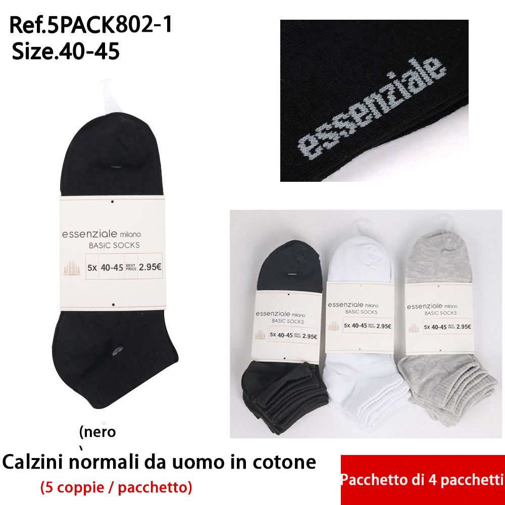 Calze Classiche da Uomo Nero - Confezione 5 Pz