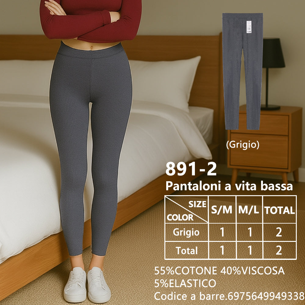 Pantaloni a Vita Bassa a Costine Grigio