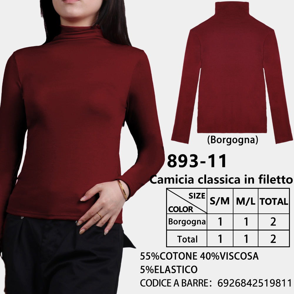 Maglia Collo Alto a Costine Rosso