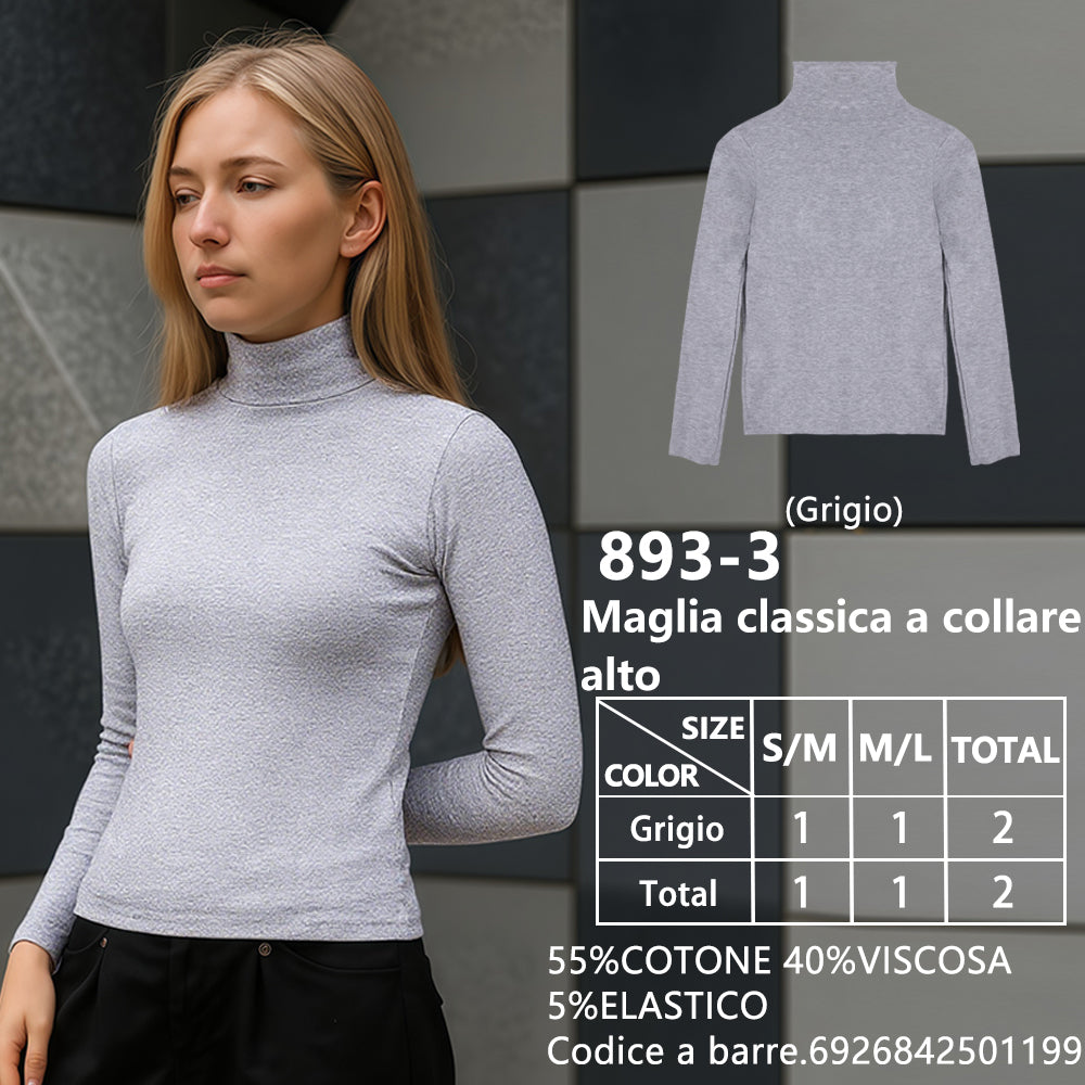 Maglia Collo Alto a Costine Grigio