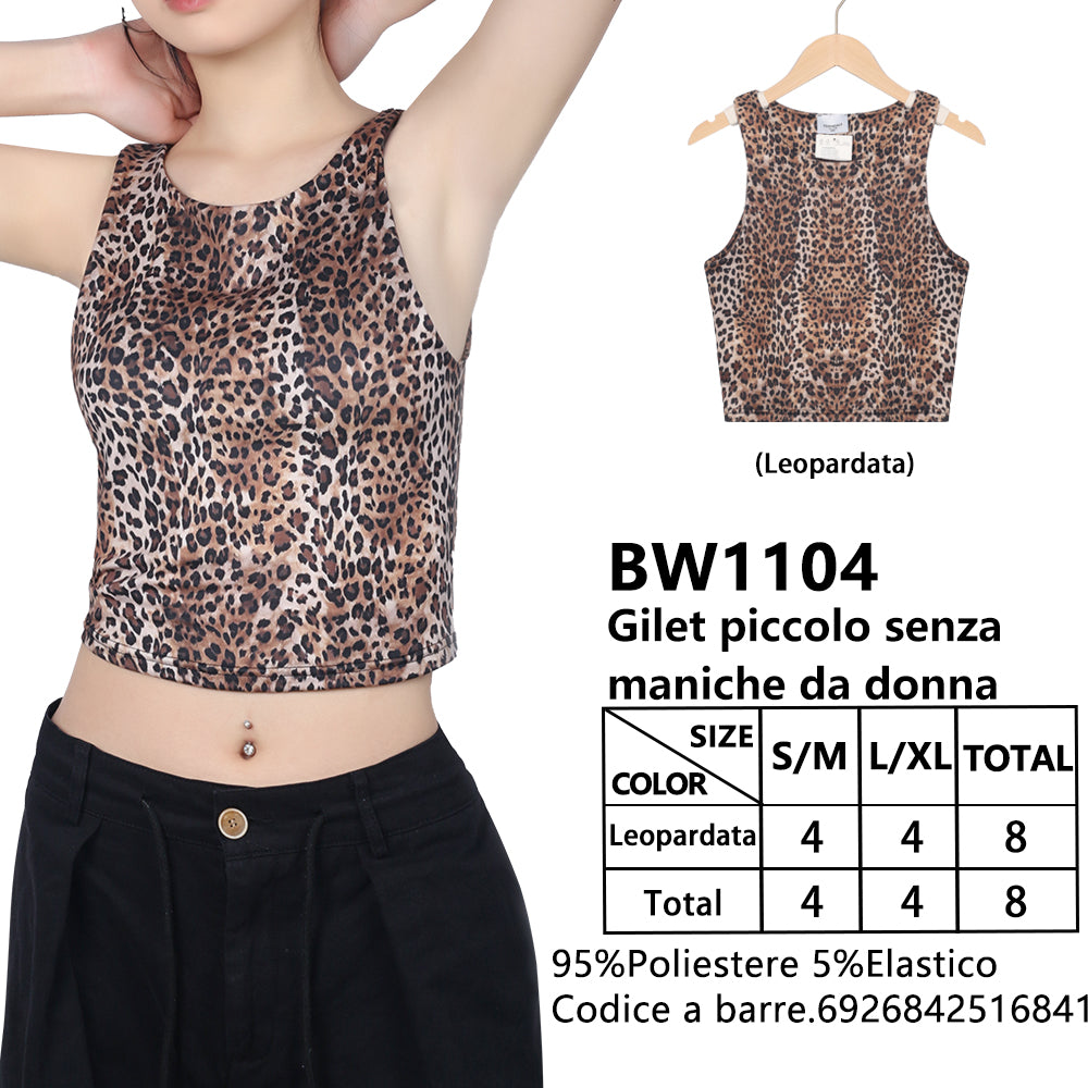 Canottiera senza Maniche Animalier da Donna
