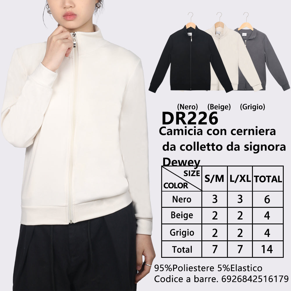 Cardigan in Tessuto Termico Collo Alto con Zip da Donna