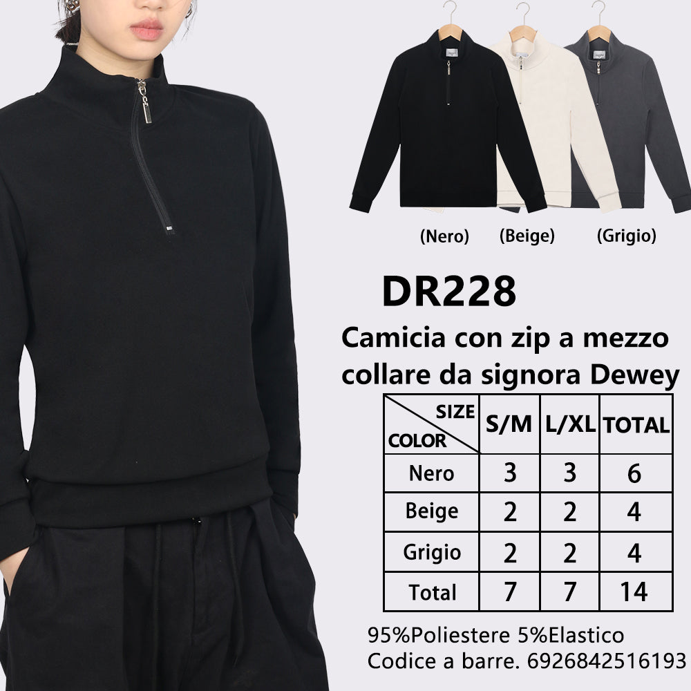 Cardigan in Tessuto Termico Collo Alto con Zip da Donna