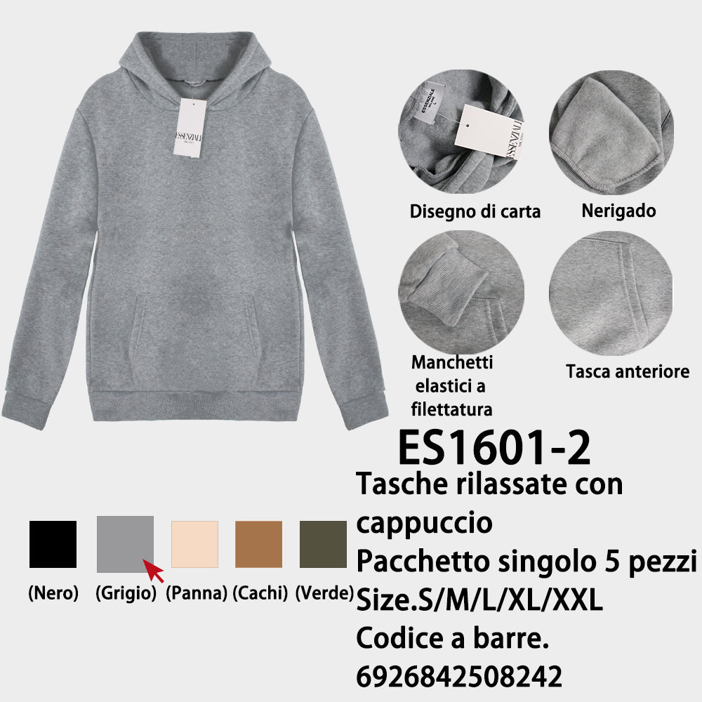 con Taschino Felpato Oversize Grigio