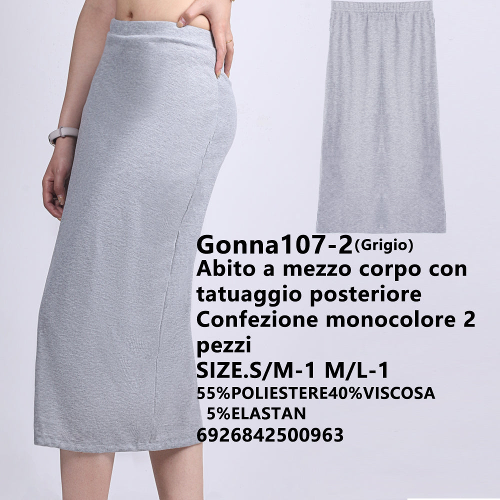 Gonna con Spacco Posteriore a Costine Grigio