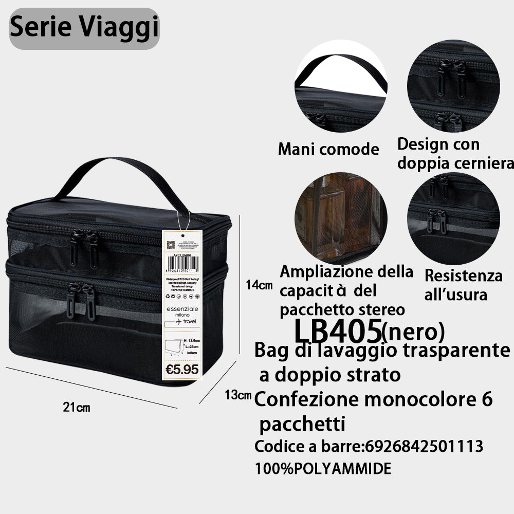 Beauty Case in Tulle Trasparente Doppio Strato