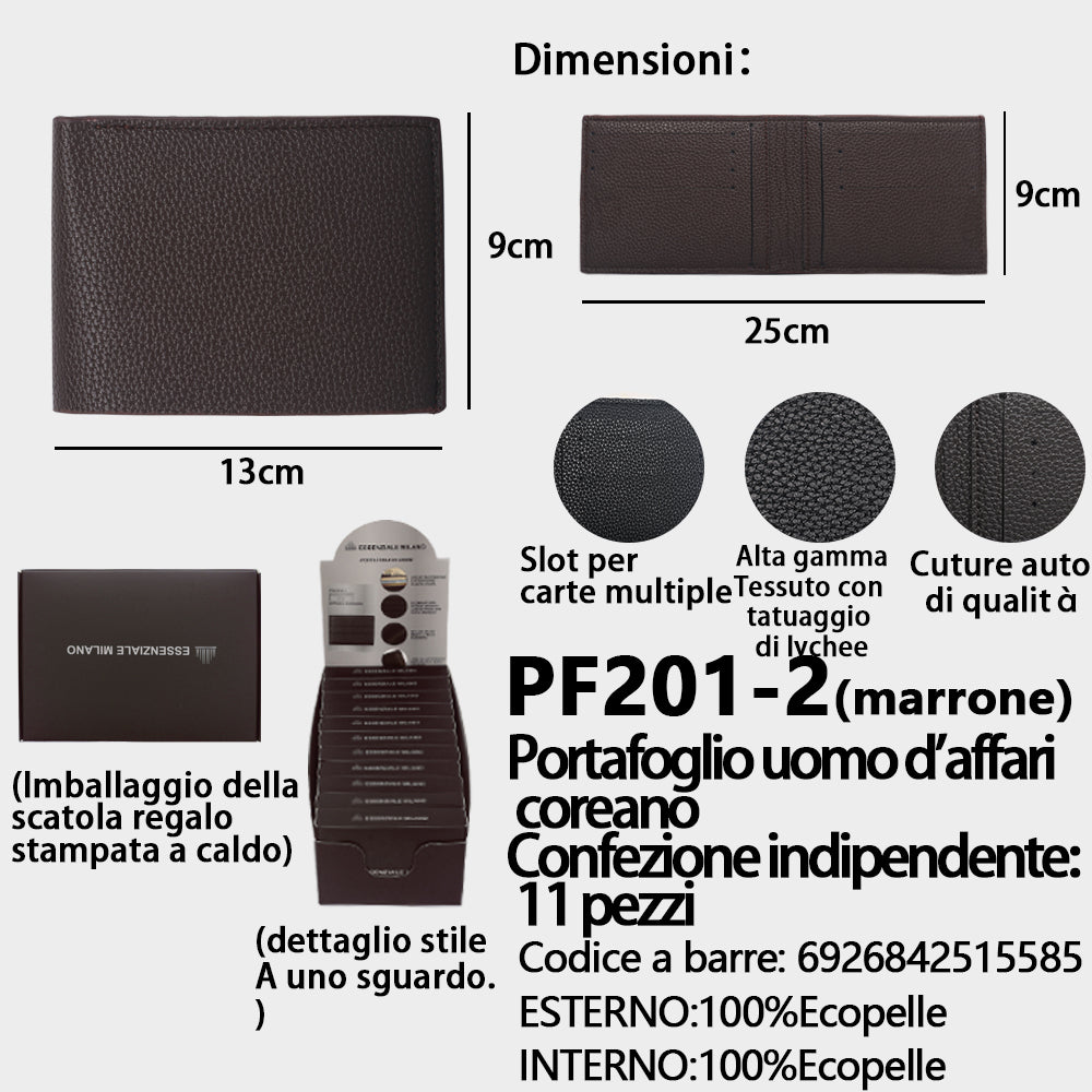 Portafoglio Sottile Business da Uomo Marrone