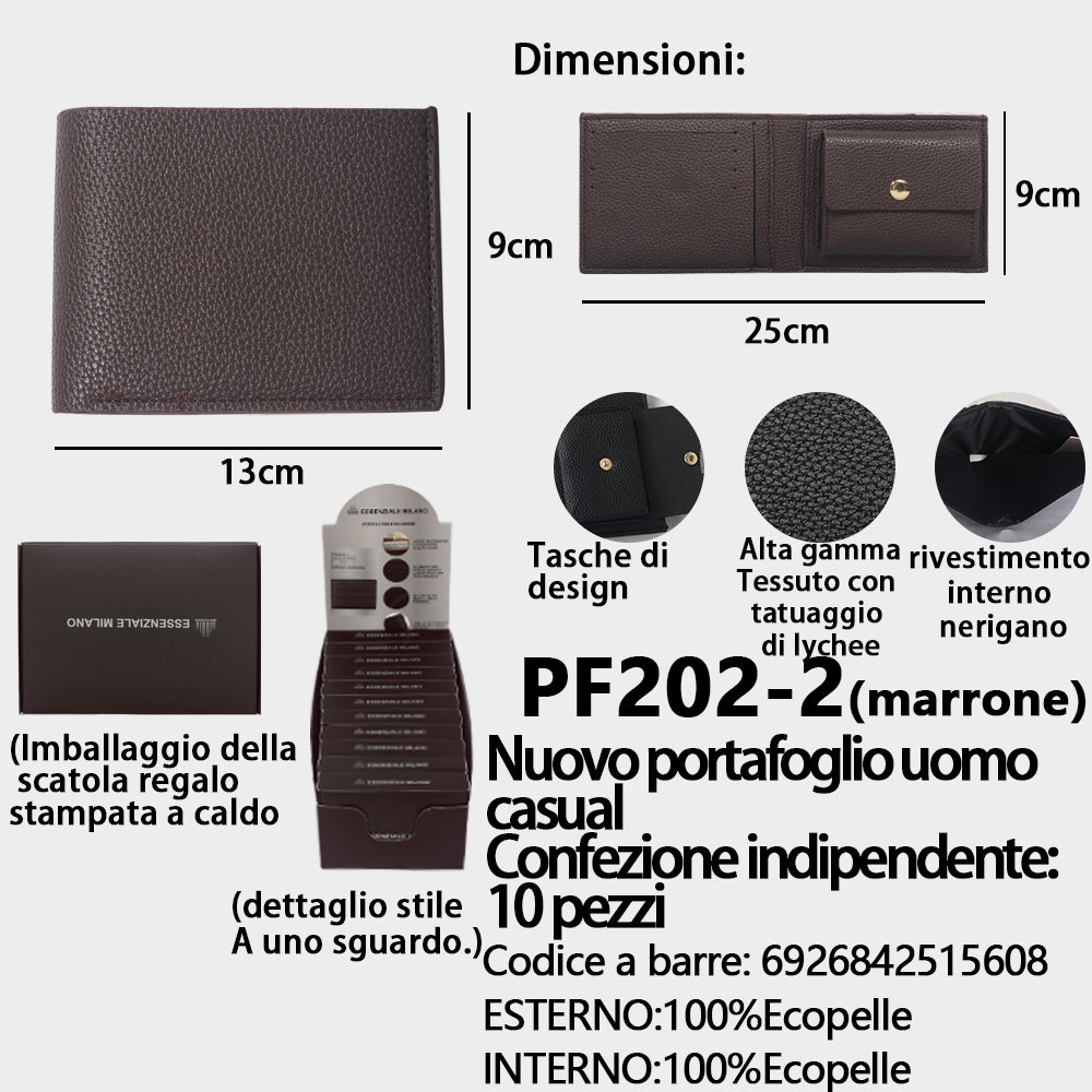 Portafoglio Sottile da Uomo Marrone