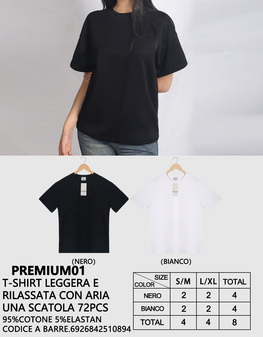 T-Shirt Doppio Strato Oversize Girocollo