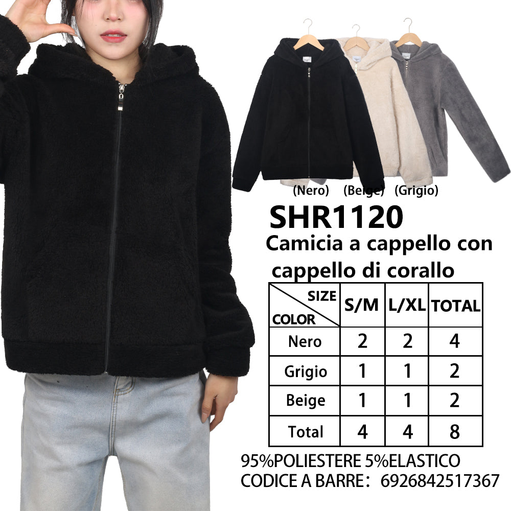 Cardigan in Pile Corallo Imbottito