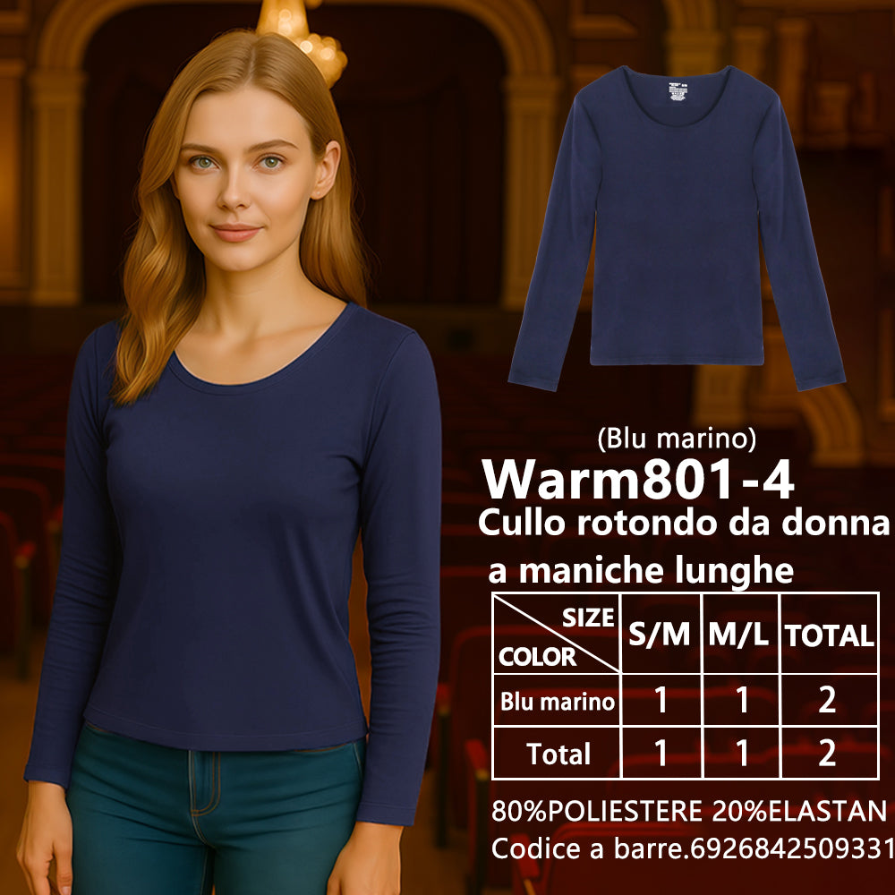 Maglia Manica Lunga Girocollo da Donna Blu