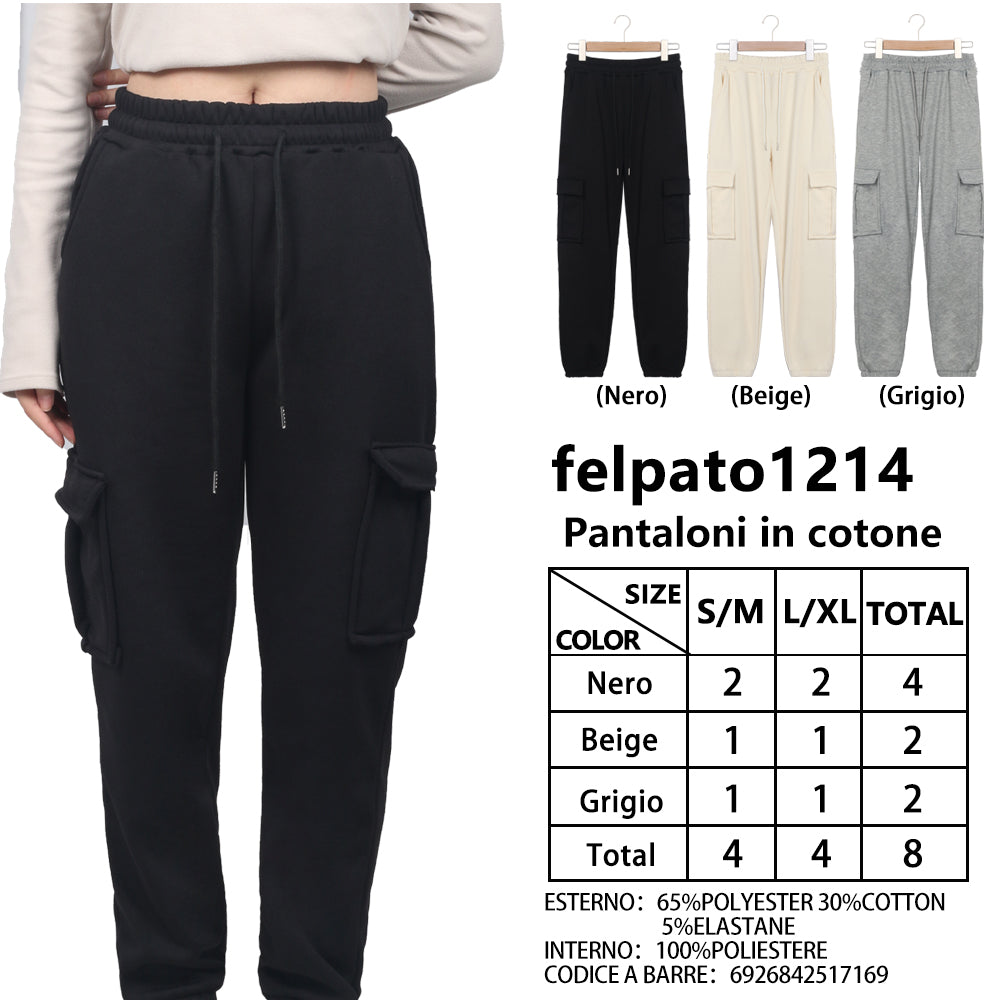 Pantaloni con Polsini in Cotone Felpato