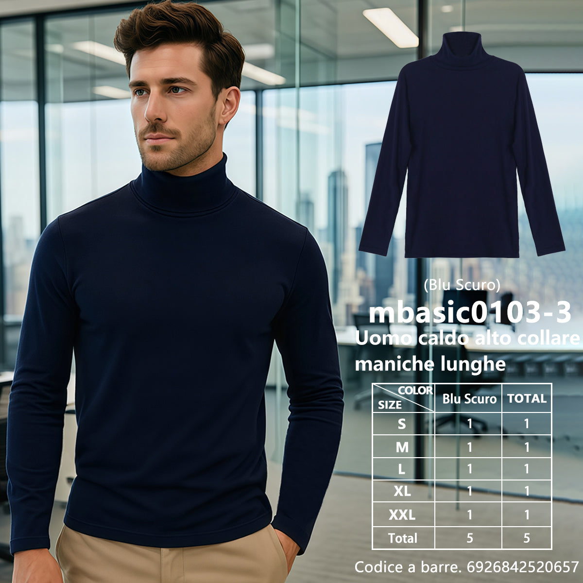 Maglia Manica Lunga Collo Alto da Uomo