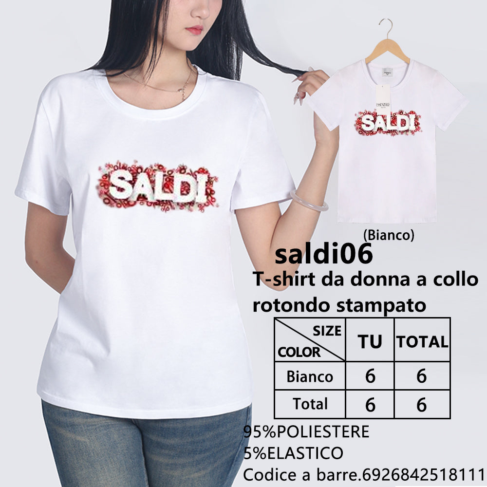 T-Shirt Girocollo a Stampa da Donna