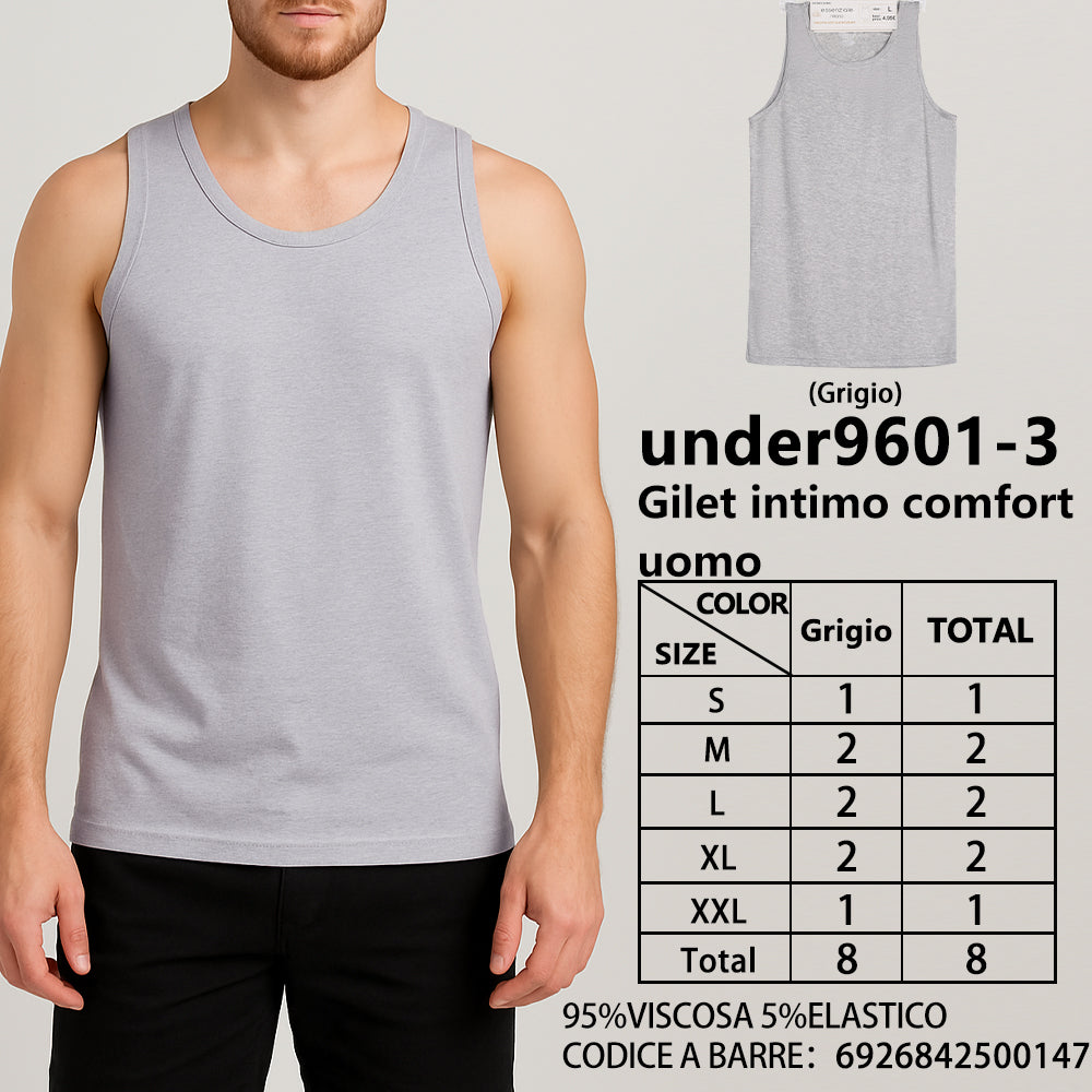 Canottiera a Costine da Uomo Grigio