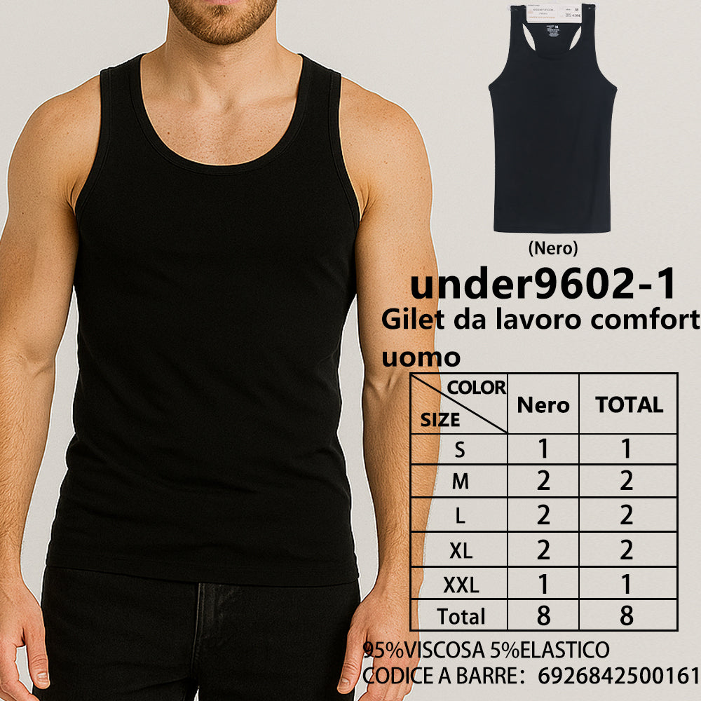 Canottiera a Costine da Uomo Nero