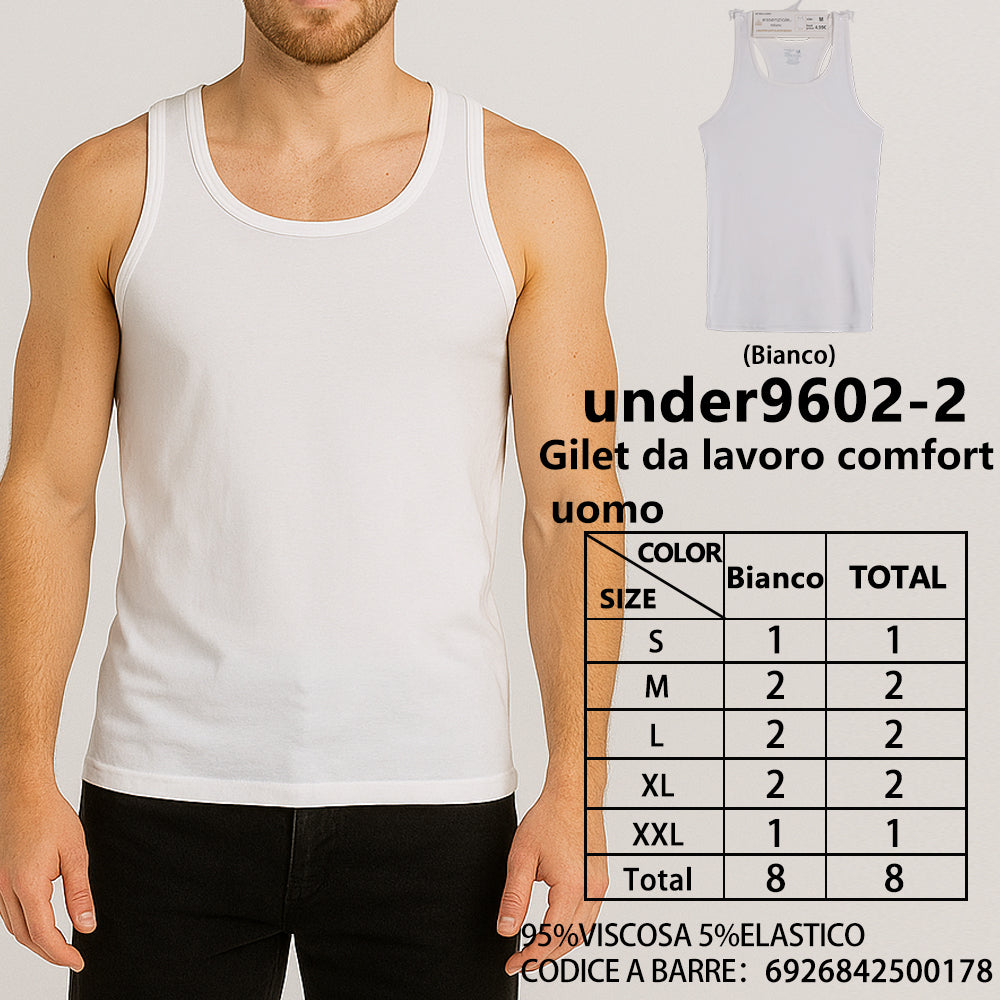 Canottiera a Costine da Uomo Bianco