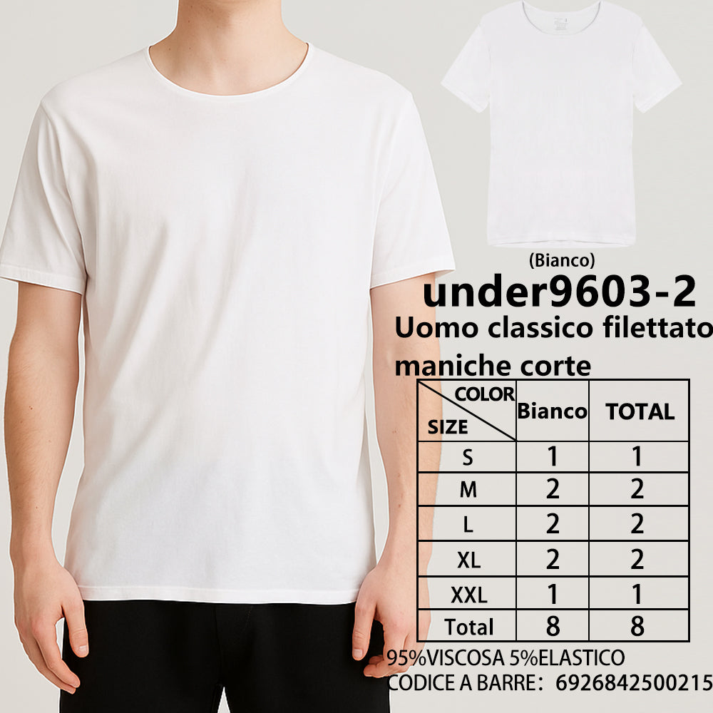 T-Shirt a Maniche Corte a Costine da Uomo Bianco