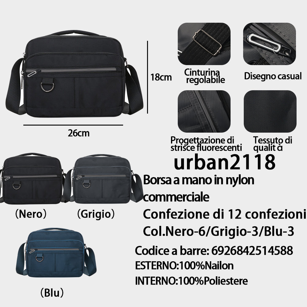 Borsa a Tracolla in Nylon Business a Mano