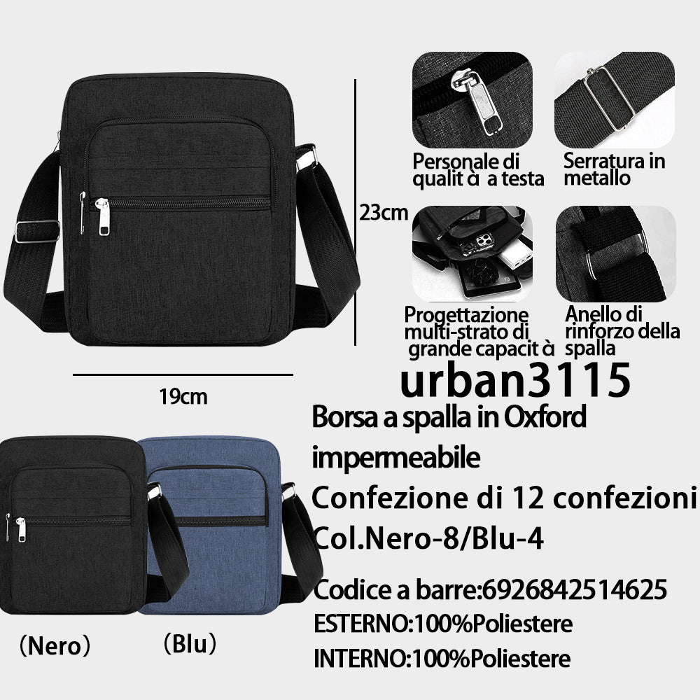 Borsa a Tracolla in Tessuto Oxford Impermeabile