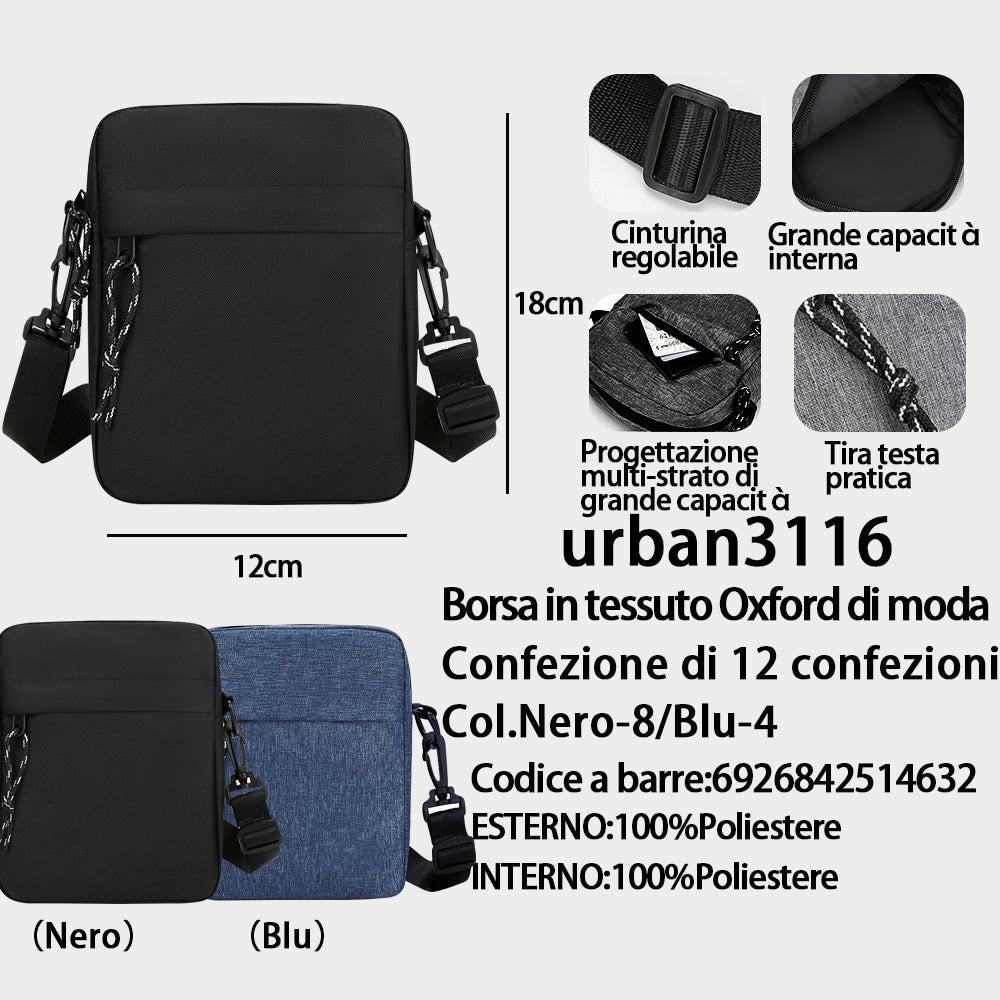 Borsa a Tracolla in Tessuto Oxford