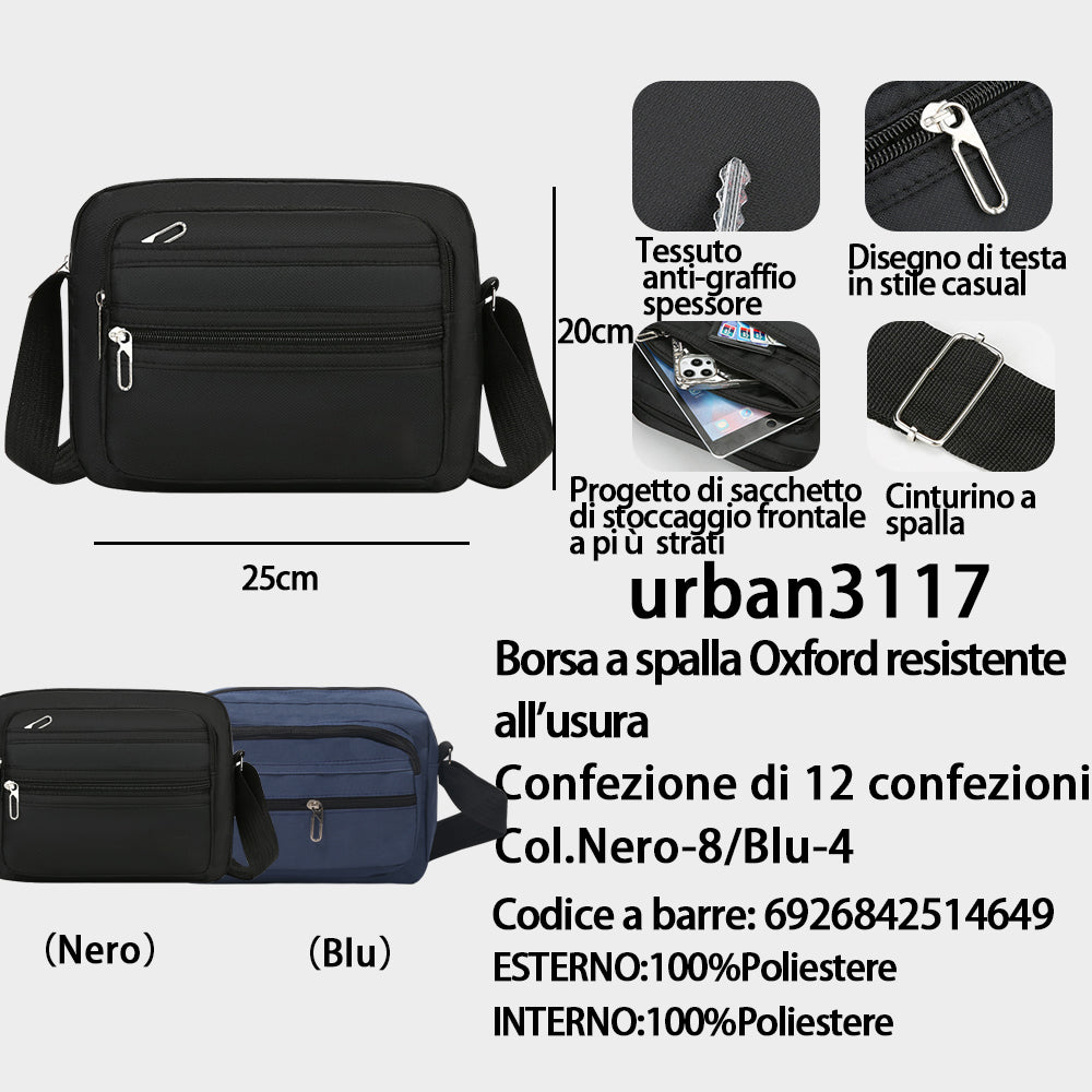 Borsa a Tracolla in Tessuto Oxford Resistente All'usura