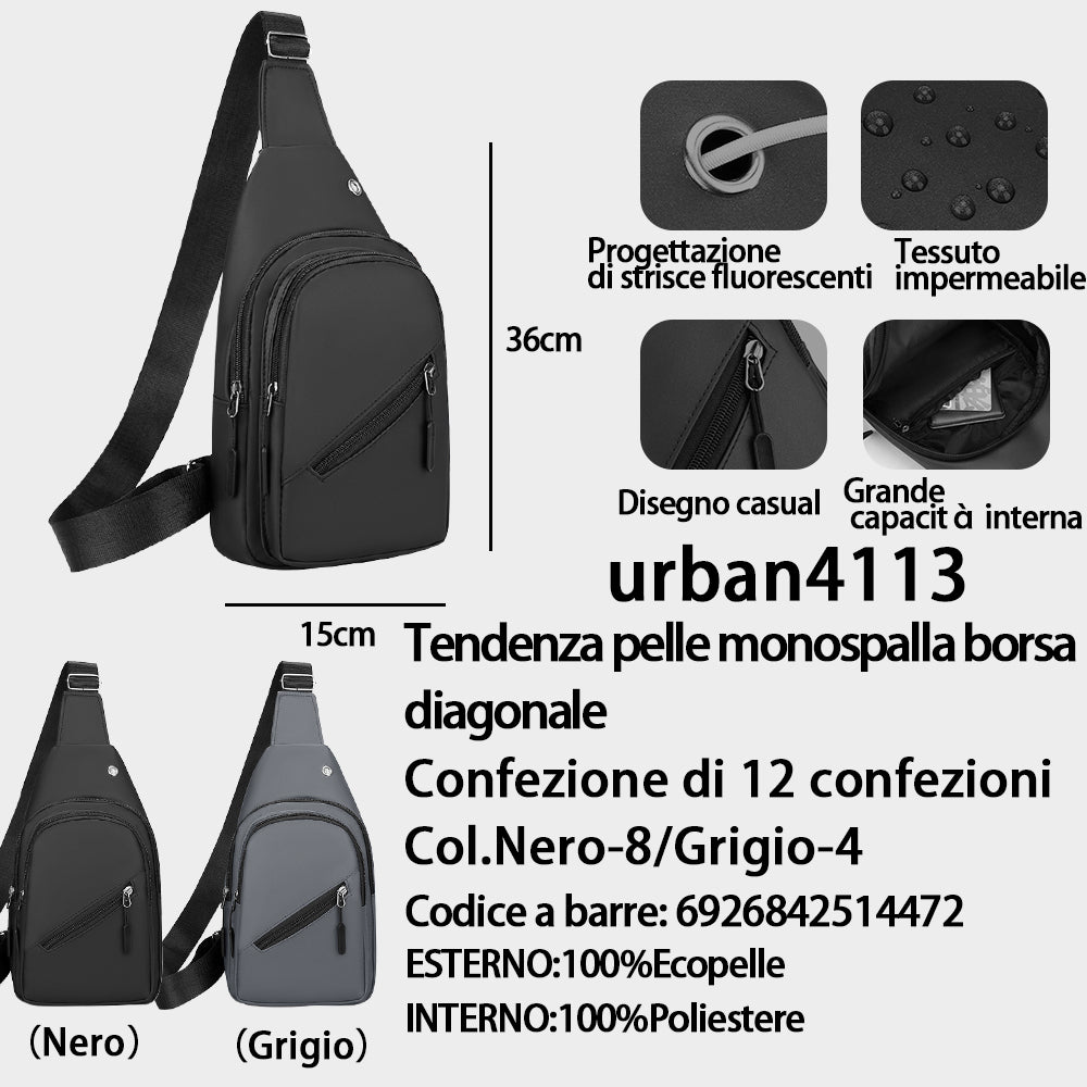 Borsa a Tracolla in Tessuto Spalmato