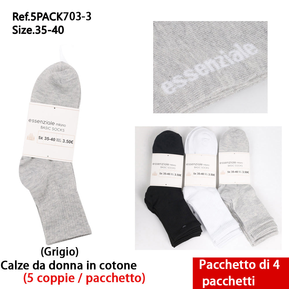 Calze Lunghe da Donna Grigio - Confezione 5 Pz