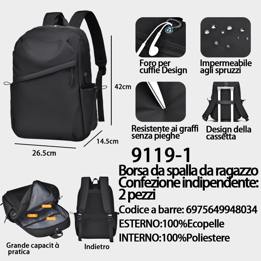 Zaino Grande Capacità da Uomo Nero