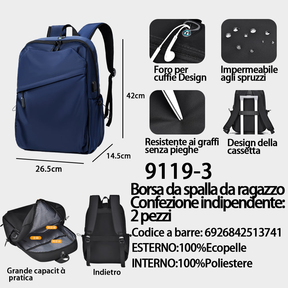 Zaino Grande Capacità da Uomo Blu