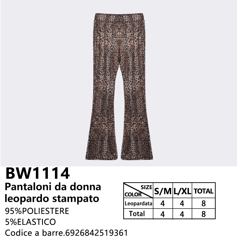 Pantaloni a Zampa a Stampa Animalier da Donna
