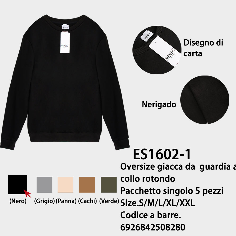Felpa Felpato Girocollo Nero