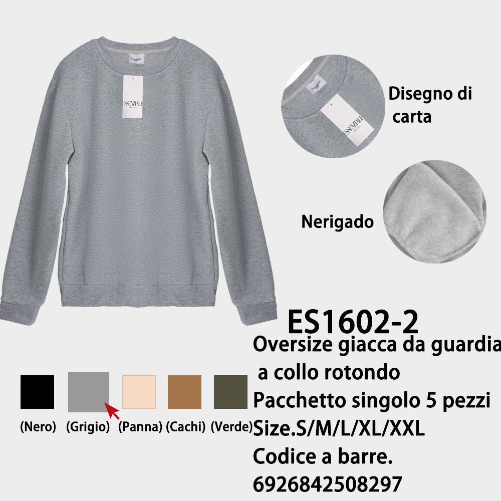 Felpa Felpato Girocollo Grigio