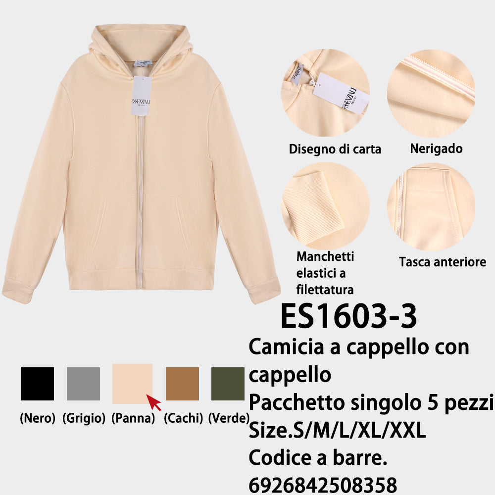 Felpa con Cappuccio Felpato Oversize Beige