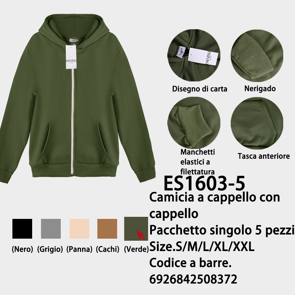 Felpa con Cappuccio Felpato Oversize Verde