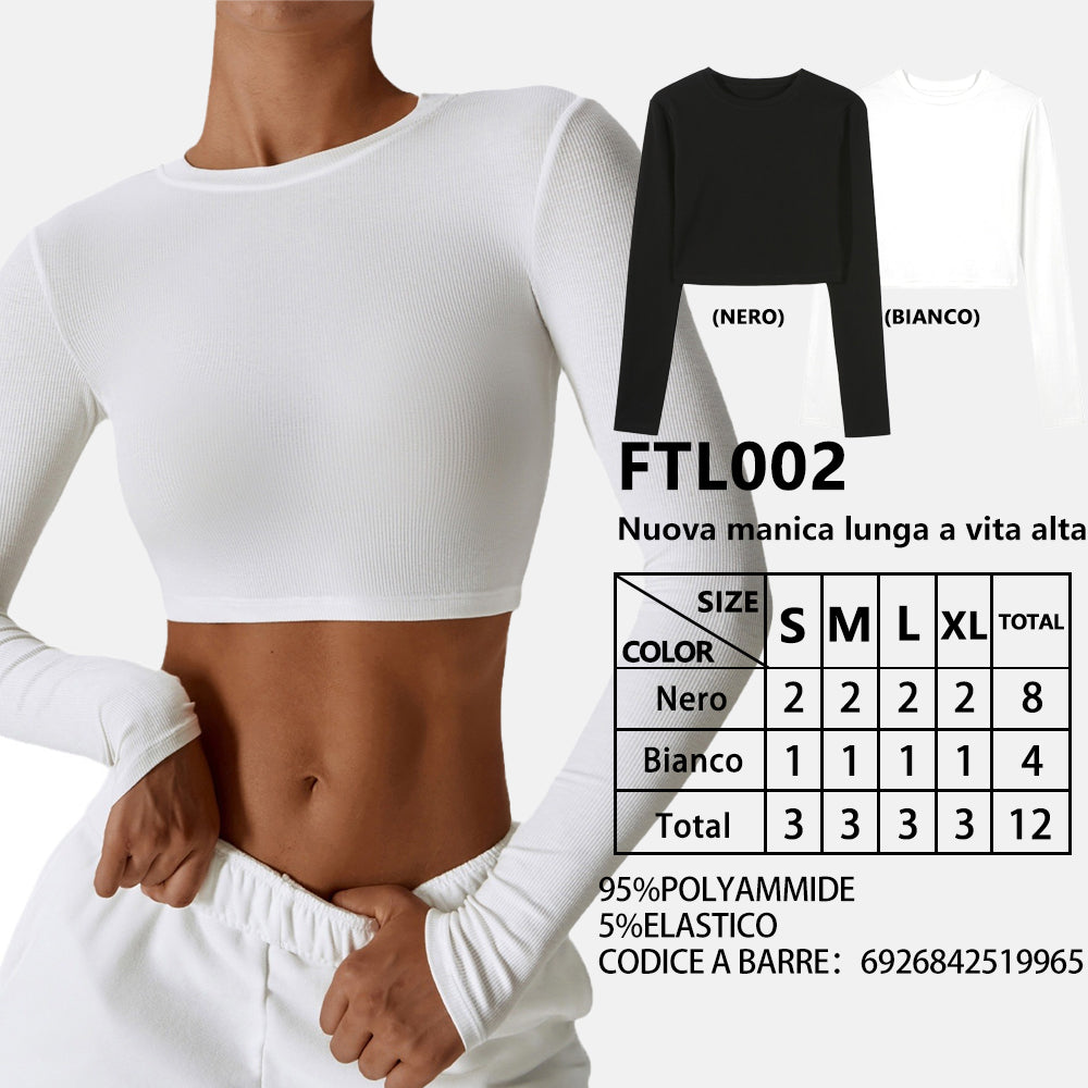 Maglia Manica Lunga Slim Corto a Vita Alta