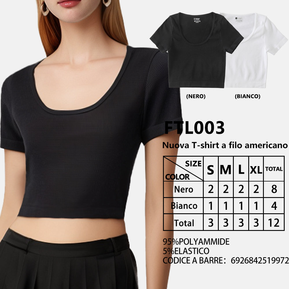 T-Shirt Corto a Costine