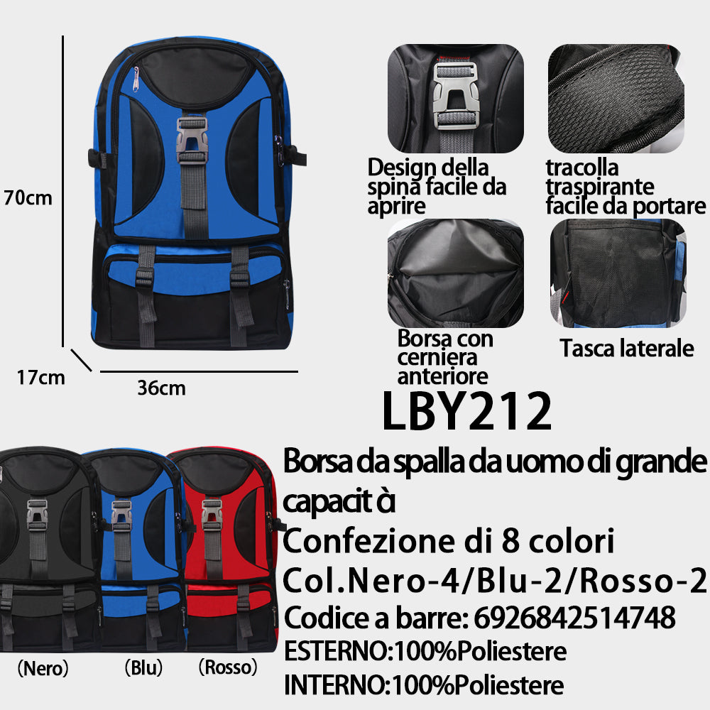 Zaino Grande Capacità da Uomo - (70×36×17 Cm)