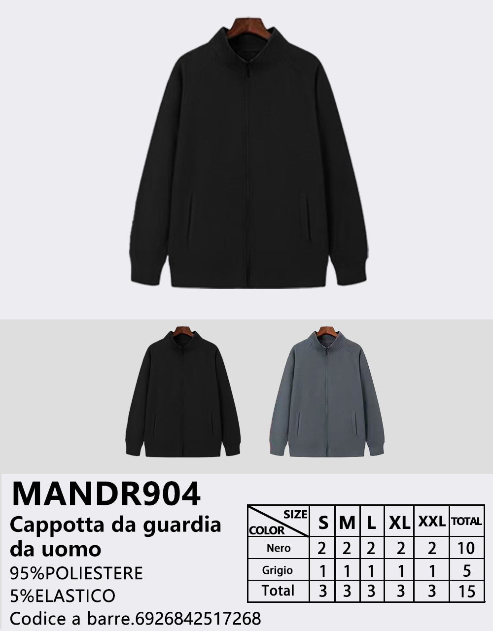 Felpa in Tessuto Termico con Zip da Uomo