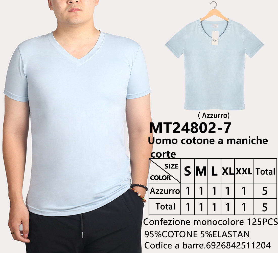 T-Shirt Scollo a V a Maniche Corte