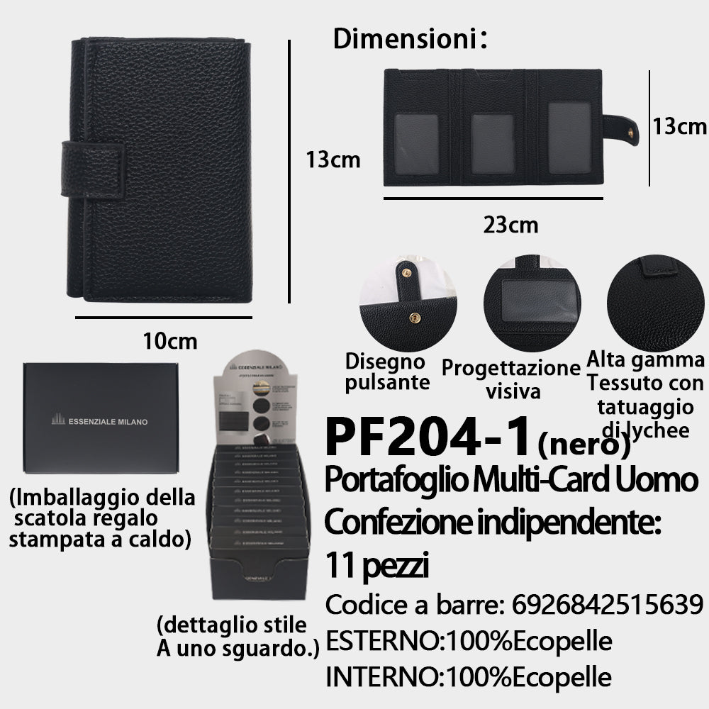 Portafoglio Corto da Uomo Nero