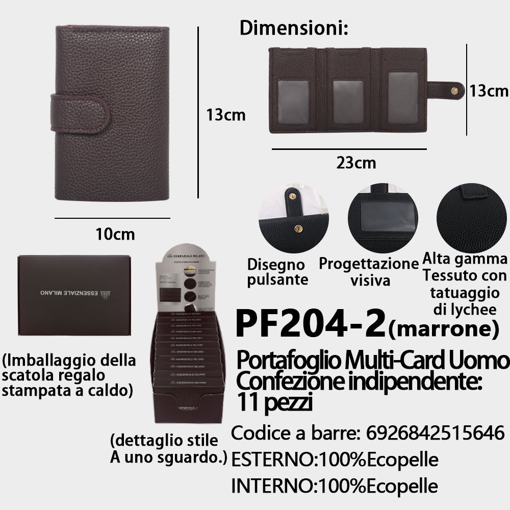 Portafoglio Corto da Uomo Marrone