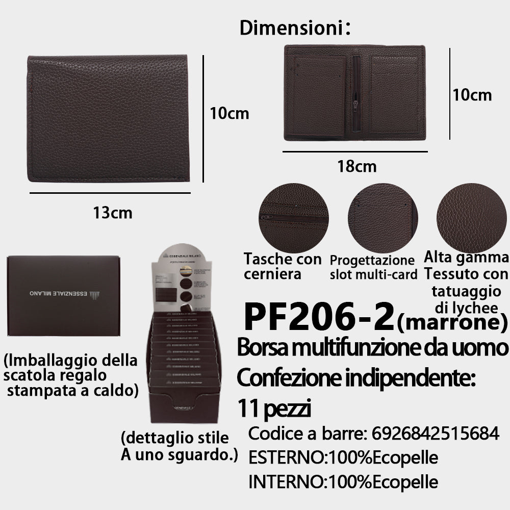 Portafoglio Multifunzione da Uomo Marrone