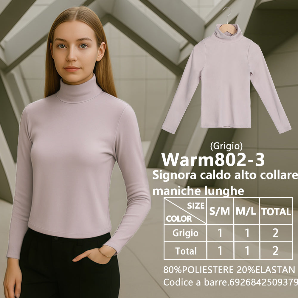 Maglia Manica Lunga Collo Alto da Donna Grigio